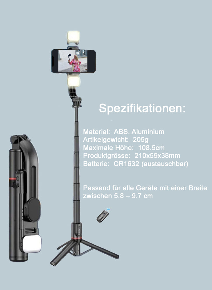 Selfie-Stick mit Fülllicht